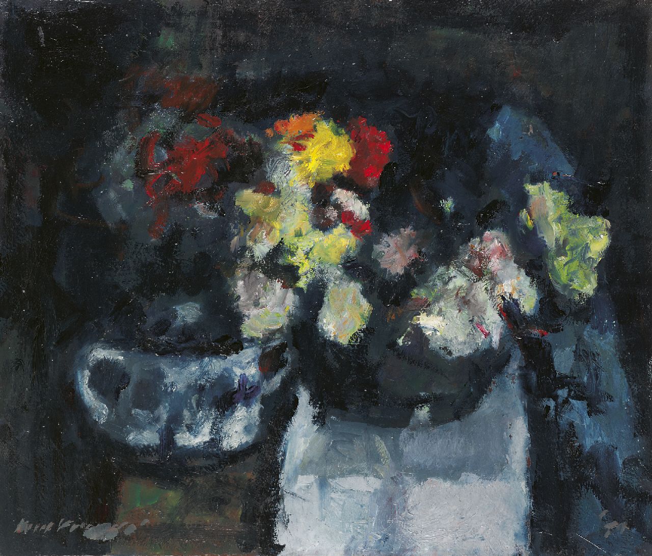 Verwey K.  | Kees Verwey | Schilderijen te koop aangeboden | Bloemen stilleven, olieverf op doek 60,2 x 70,5 cm, gesigneerd linksonder