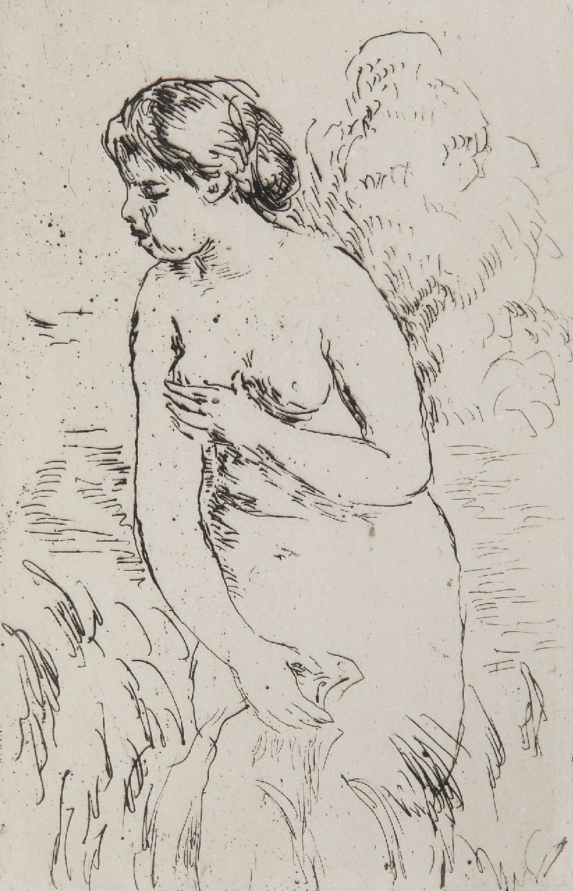 Renoir P.A.  | Pierre 'Auguste' Renoir | Grafiek te koop aangeboden | Baigneuse debout à mi-jambes, ets 16,7 x 11,2 cm, te dateren ca. 1910