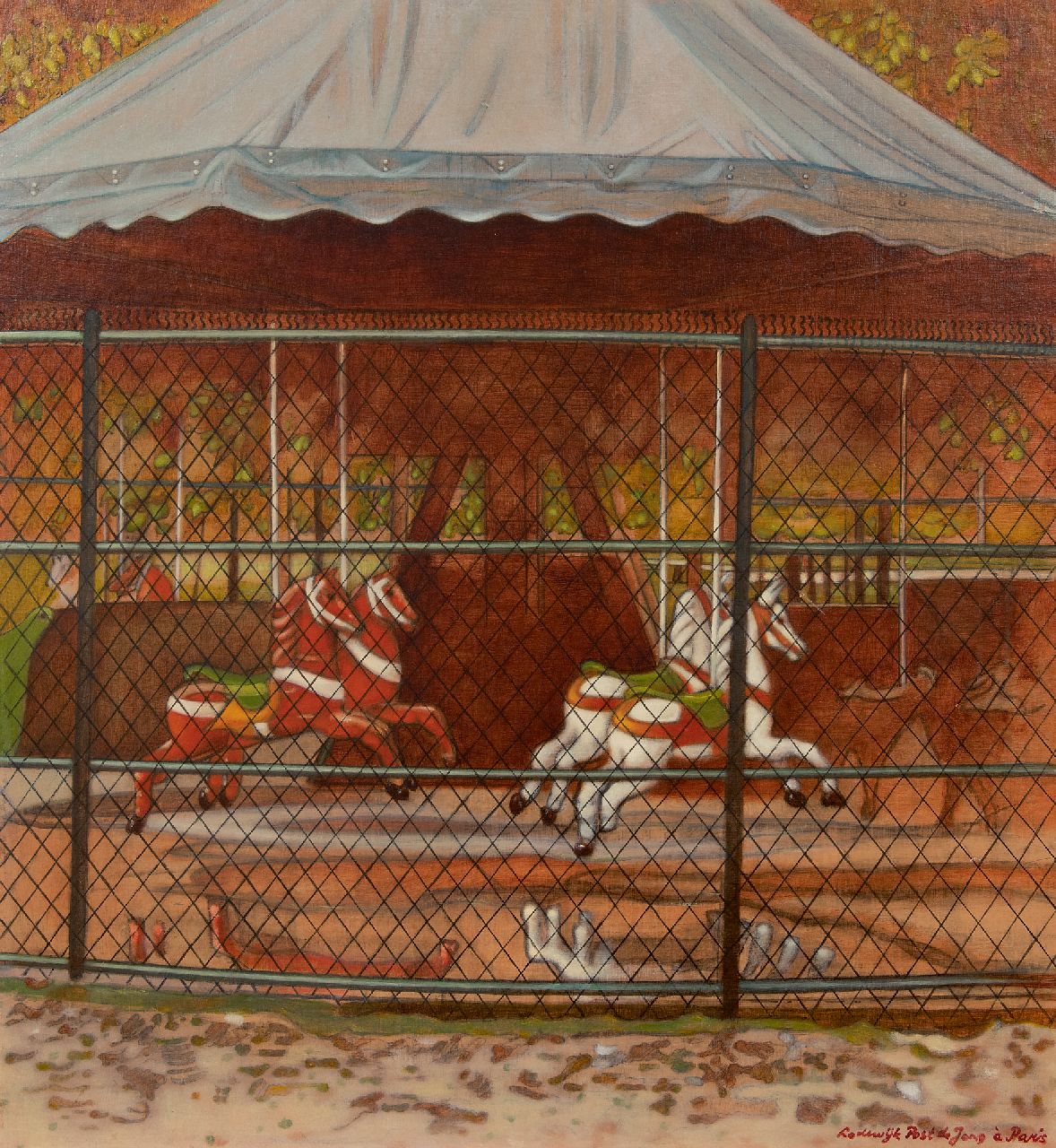 Post de Jong L.N.  | Lodewijk Nicolaas Post de Jong | Schilderijen te koop aangeboden | Carrousel in Parijs, olieverf op board 62,2 x 56,8 cm, gesigneerd rechtsonder