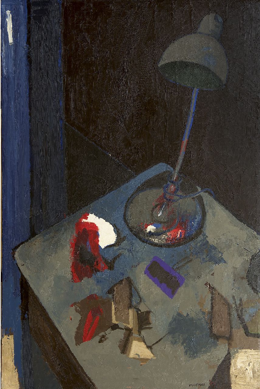 Theo Mooyman | 'Tafel 's avonds I', olieverf op doek, 180,0 x 120,0 cm, gesigneerd r.o. en gedateerd '83, zonder lijst