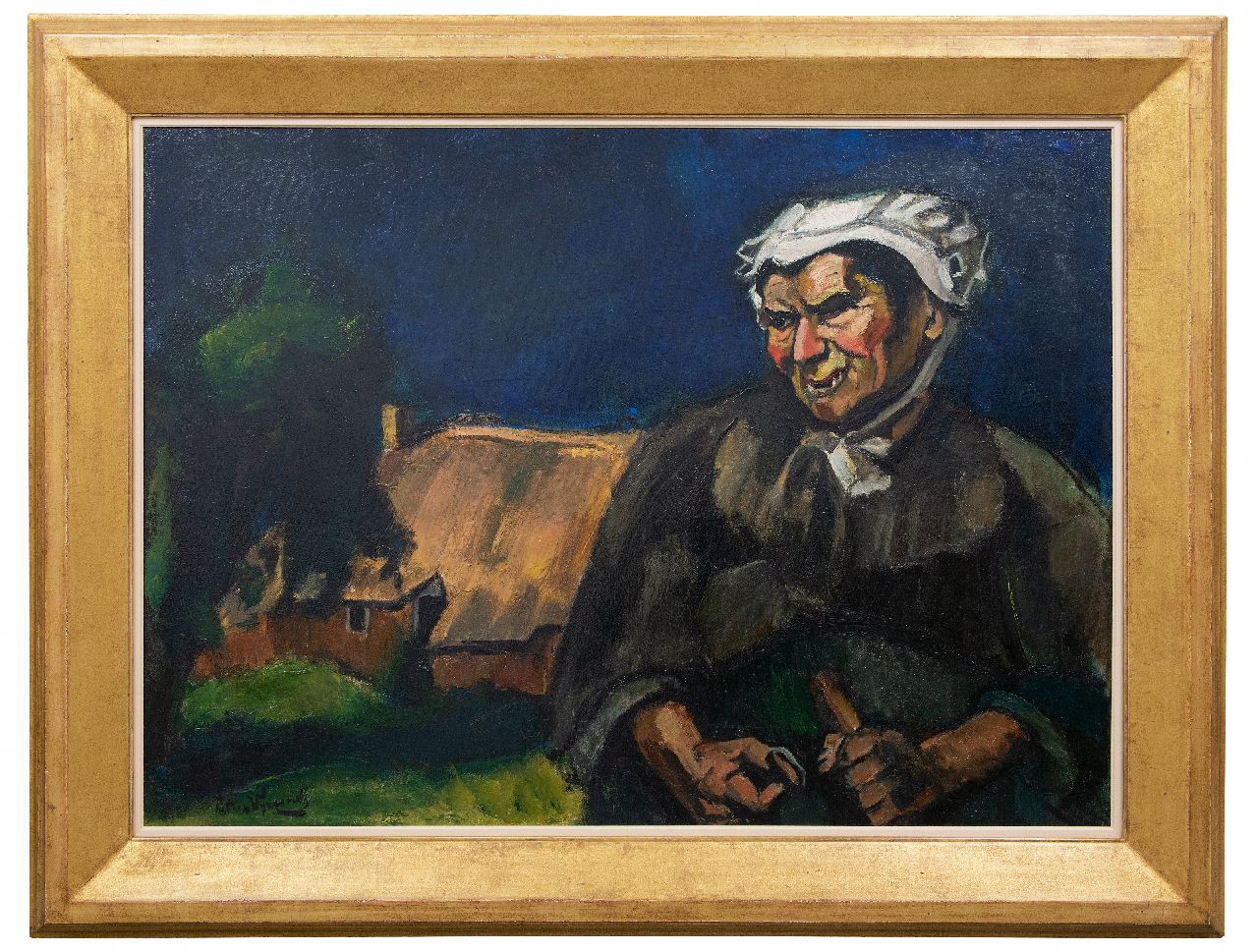 Wijngaerdt P.T. van | Petrus Theodorus 'Piet' van Wijngaerdt | Schilderijen te koop aangeboden | Brabantse boerin (Heeze), olieverf op doek 88,0 x 120,0 cm, gesigneerd linksonder