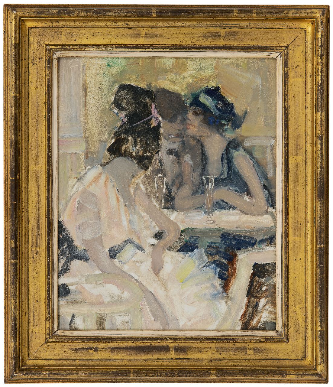 Gastemans E.  | Emile Gastemans | Schilderijen te koop aangeboden | Caféscène, olieverf op board 28,5 x 22,3 cm, gesigneerd linksboven