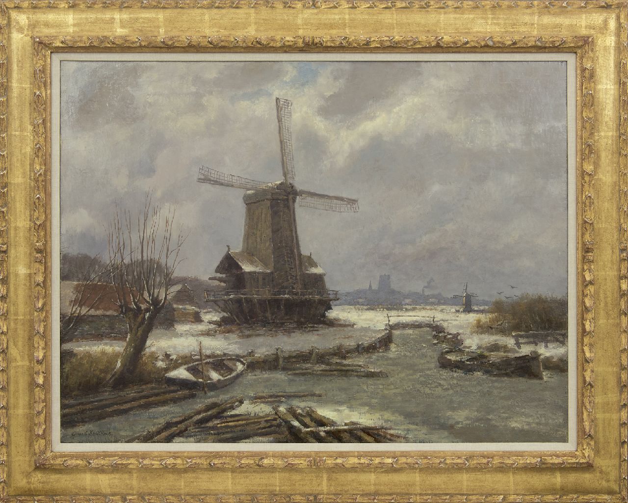 Koekkoek G.J.  | Gerardus Johannes 'Gerard' Koekkoek | Schilderijen te koop aangeboden | Sneeuwlandschap met houtzaagmolen, olieverf op doek 60,3 x 80,0 cm, gesigneerd linksonder