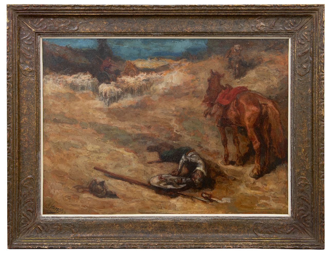 Jurres J.H.  | Johannes Hendricus Jurres, Scène uit Don Quichot, olieverf op doek 73,9 x 101,8 cm, gesigneerd linksonder en gedateerd '13
