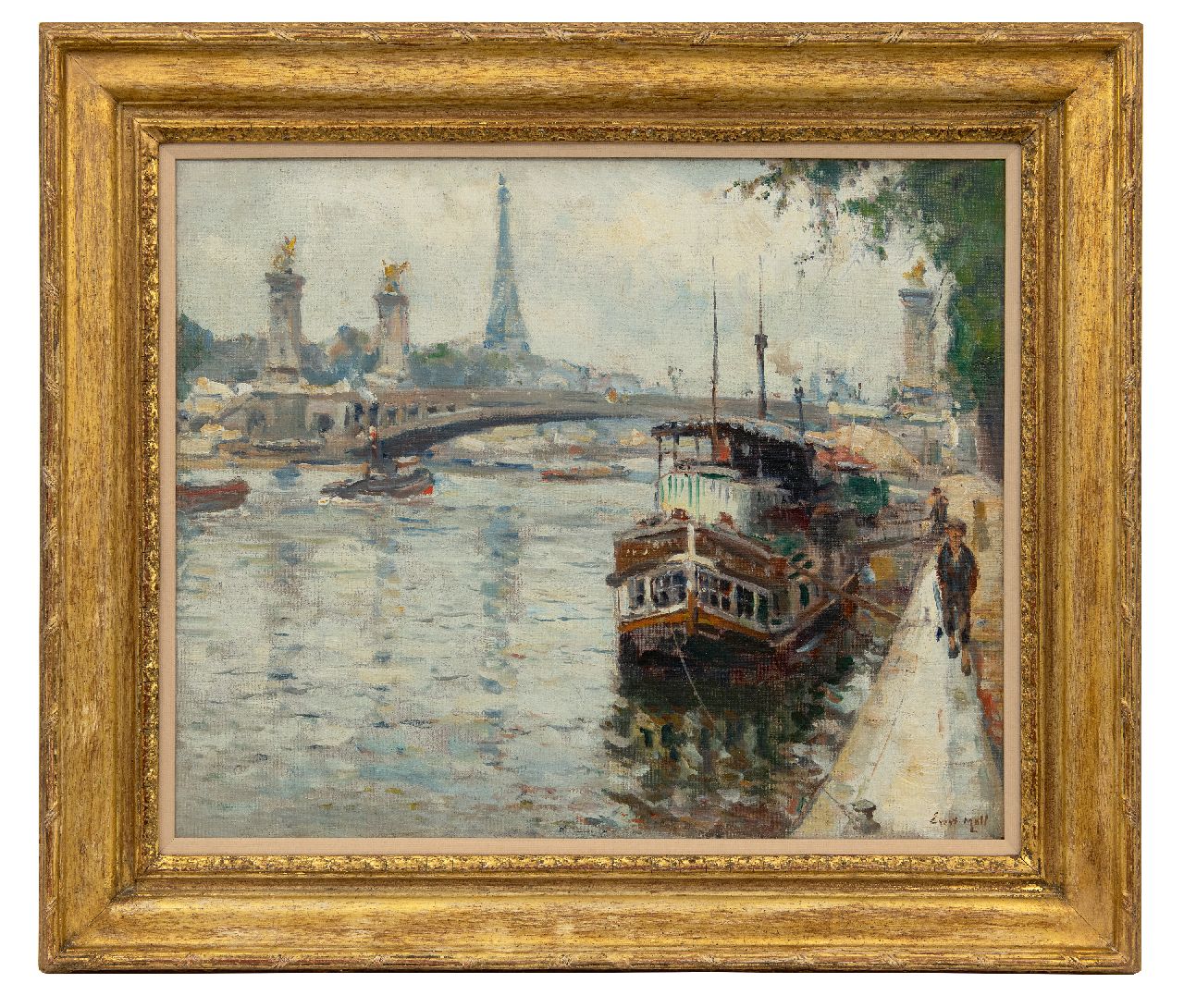 Moll E.  | Evert Moll | Schilderijen te koop aangeboden | De Seine bij de Pont Alexandre III in Parijs, olieverf op doek 50,4 x 60,6 cm, gesigneerd rechtsonder en te dateren ca. 1925, zonder lijst