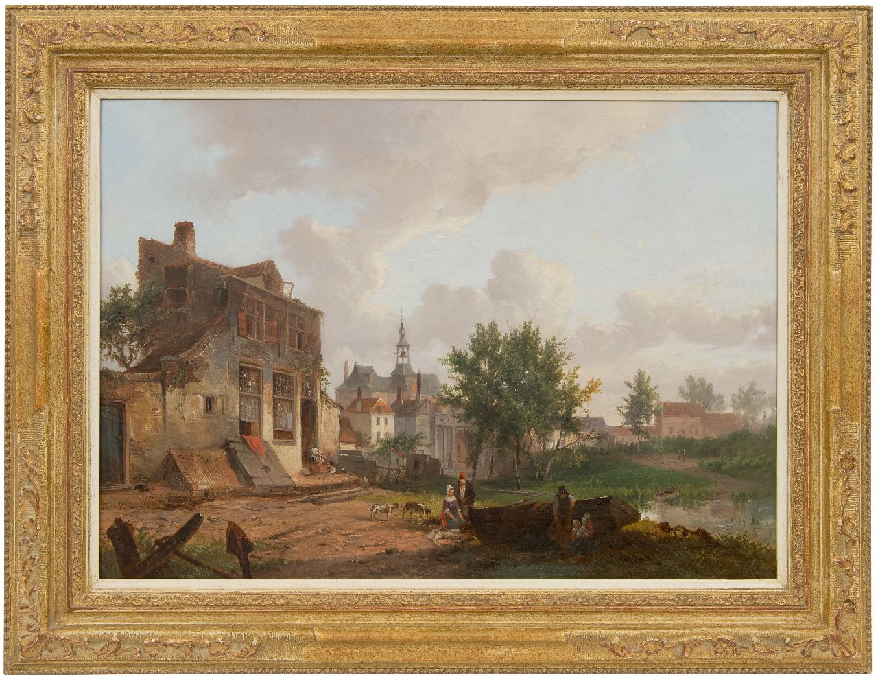 Pelgrom J.  | Jacobus Pelgrom | Schilderijen te koop aangeboden | De rand van een Hollands stadje, olieverf op doek 44,2 x 63,1 cm, gesigneerd linksonder