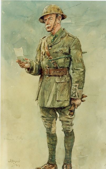 Hoynck van Papendrecht J.  | Captain O'Connor, aquarel op papier 35,0 x 22,5 cm, gesigneerd l.o. en gedateerd 1919