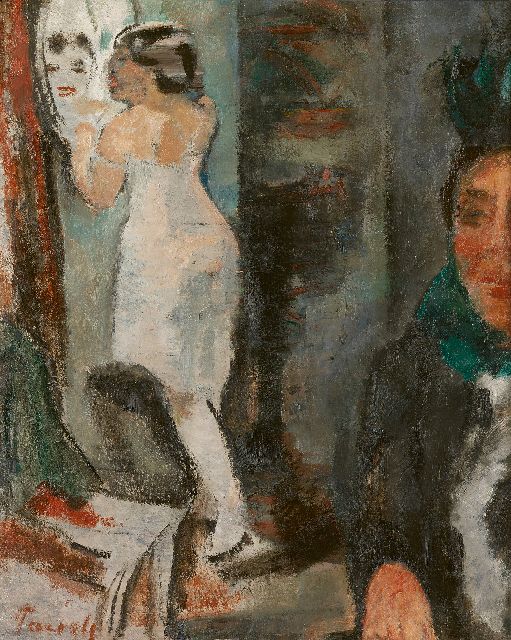 Paerels W.A.  | Vrouw voor de spiegel, olieverf op doek 50,0 x 40,0 cm, gesigneerd l.o. en te dateren 1922