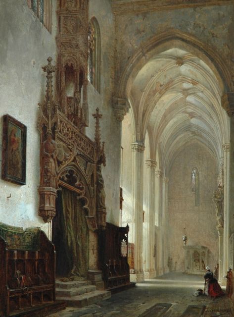 Stegmann F.  | Toegang tot de sacristie van de St. Lorenzkerk in Nürnberg, olieverf op doek 71,5 x 54,8 cm, gesigneerd r.o. en gedateerd '58