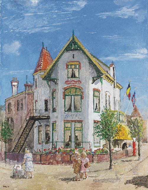 Kamerlingh Onnes H.H.  | Hotel Leeuwendaal, Rijswijk, olieverf op eterniet 44,8 x 35,3 cm, gesigneerd l.o. met monogram en gedateerd '55