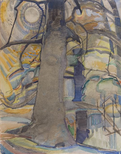 Kruyder H.J.  | De beuk, krijt en aquarel op papier 63,1 x 49,5 cm, gesigneerd l.o. en te dateren ca. 1917-1918