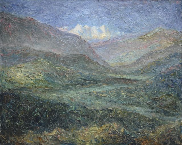 Vis D.  | Berglandschap, Zwitserland, olieverf op doek 65,2 x 80,4 cm, gesigneerd r.o. en verso en gedateerd '46