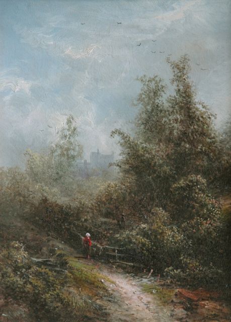 Pieter Kluyver | Bospad, olieverf op paneel, 22,1 x 16,5 cm, gesigneerd l.o. en zonder lijst