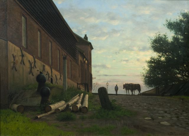 Willemsen W.J.  | Werkman en paarden op de Rijnkade, Arnhem, olieverf op doek 50,5 x 69,9 cm, gesigneerd r.o. en zonder lijst