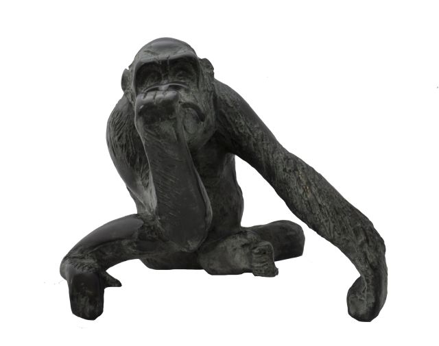 Heyster H.  | Jonge gorilla, brons 14,0 x 14,5 cm, te dateren ca. 1991