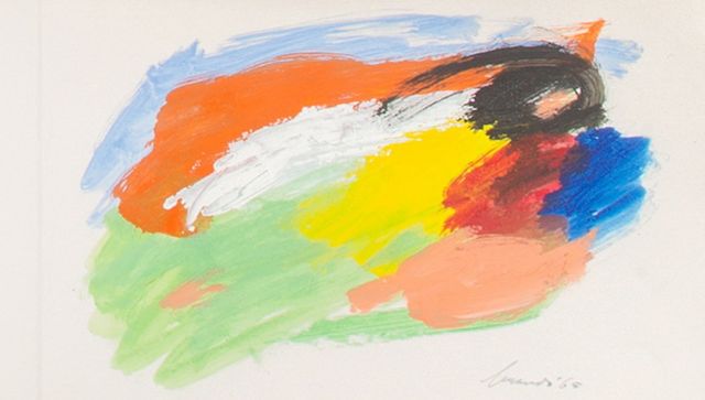 Eugène Brands | Nieuwjaarskaart van de kunstenaar 1966     VERMIST !, gouache op papier, 16,0 x 49,0 cm, gesigneerd r.o. en gedateerd '65