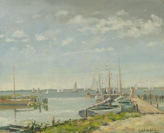 Schagen G.F. van | Jachthaven aan de Loosdrechtse Plassen, olieverf op doek 45,2 x 55,0 cm, gesigneerd r.o.