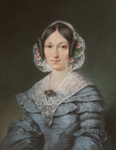 Daiwaille J.A.  | Portret van een vrouw, vermoedelijk Maria Louisa Engelman-Hakbijl (alleen tezamen, gezin van 4), pastel op papier 30,5