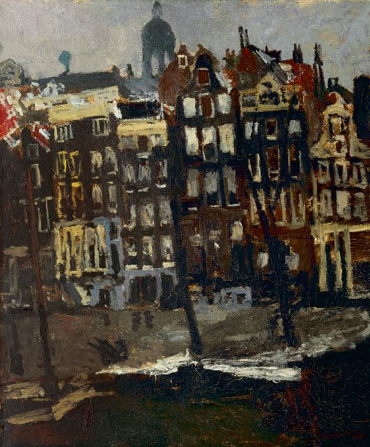 Breitner G.H.  | Het Singel bij de hoek Paleisstraat, Amsterdam, olieverf op doek 80,5 x 70,0 cm, gesigneerd r.o. en te dateren ca. 1895-1901