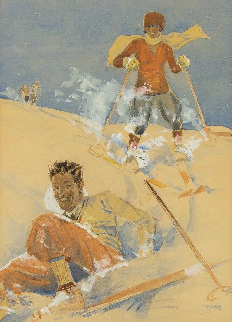 Vlijmen B.A.I.G. van | Skipret, aquarel op papier 47,6 x 34,0 cm, gesigneerd r.o. en gedateerd 1928