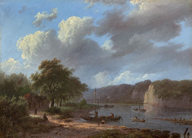 Koekkoek I M.A.  | Rijnlandschap, olieverf op paneel 22,1 x 31,1 cm, gesigneerd m.o. en gedateerd 1847