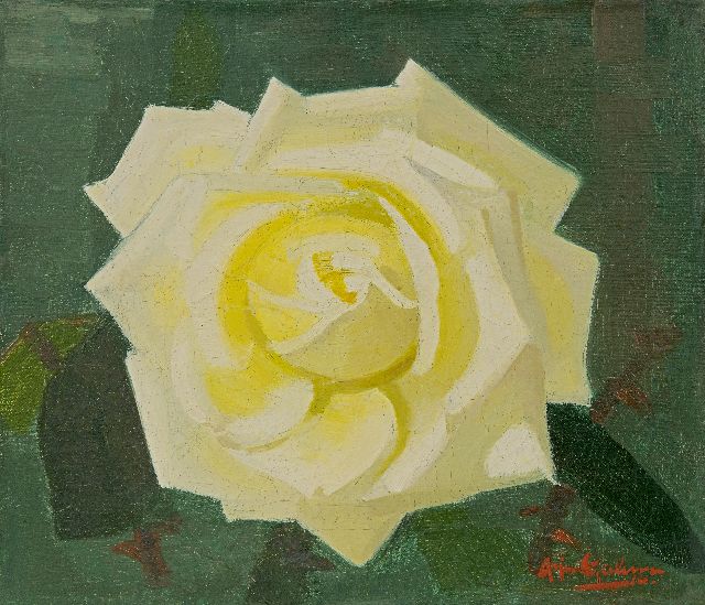 Galema A.  | Gele roos, olieverf op doek 25,3 x 29,6 cm, gesigneerd r.o.