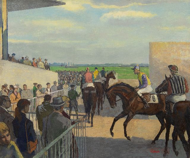 Adrion L.  | Paardenrace in Deauville, olieverf op doek 50,4 x 60,7 cm, gesigneerd r.o.
