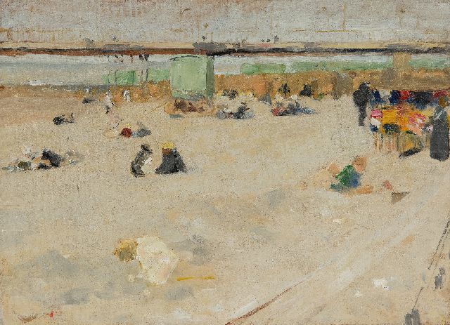 Arntzenius P.F.N.J.  | Het strand bij Scheveningen, olieverf op doek 33,3 x 45,4 cm, te dateren ca. 1895