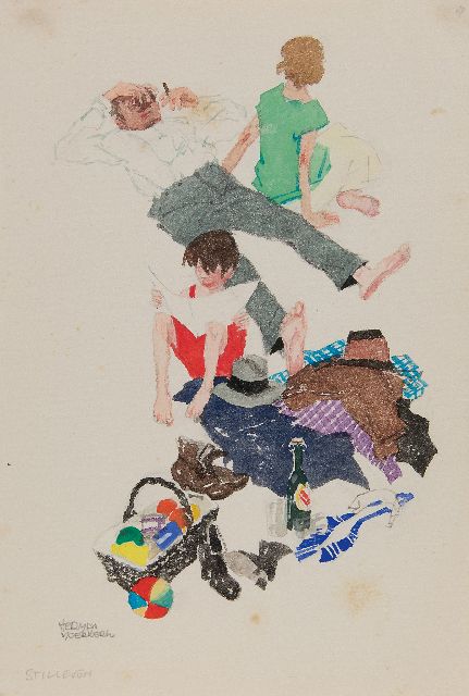Moerkerk H.A.J.M.  | Stilleven, potlood en aquarel op papier 25,5 x 17,1 cm, gesigneerd l.o.