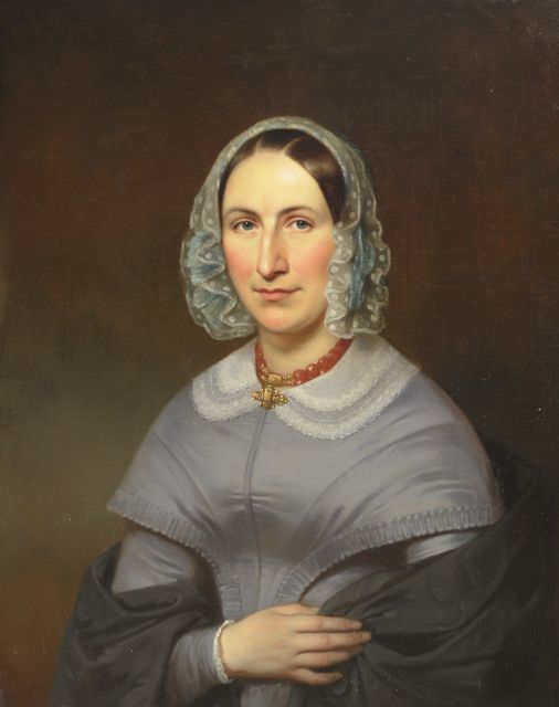Bastiaan de Poorter | Portret van mevrouw Teixera de Mattos, olieverf op doek, 81,4 x 64,8 cm, gesigneerd l.b. en gedateerd 1844, zonder lijst