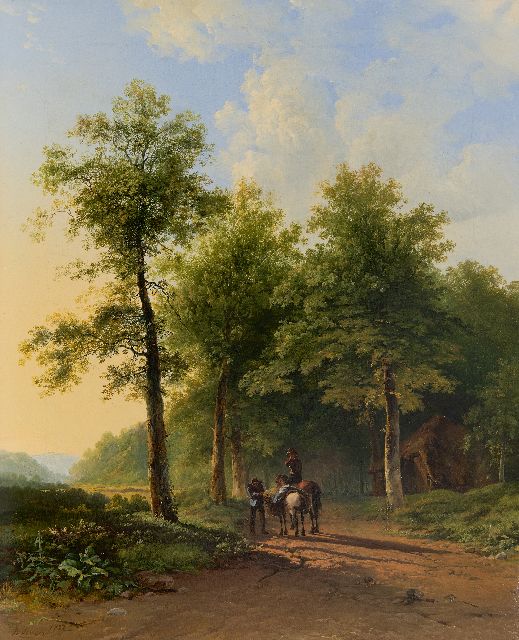 Bodeman W.  | Landschap met landvolk en paarden op een late zomerdag, olieverf op doek 67,2 x 54,6 cm, gesigneerd l.o. en gedateerd 1832