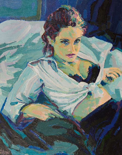 Vunderink I.P.  | Portret van een vrouw, olieverf op doek 123,9 x 98,3 cm, gesigneerd l.o. en te dateren ca. 1967