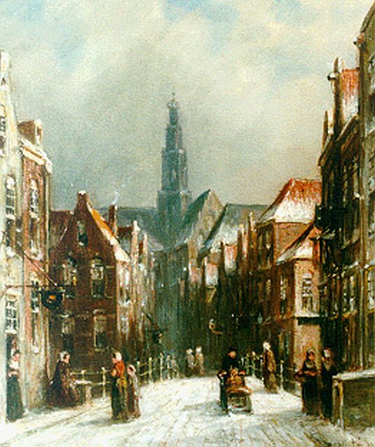 Vertin P.G.  | Gezicht op Haarlem met de St. Bavo op de achtergrond, olieverf op paneel 21,2 x 17,7 cm, gesigneerd r.o. en gedateerd 1892