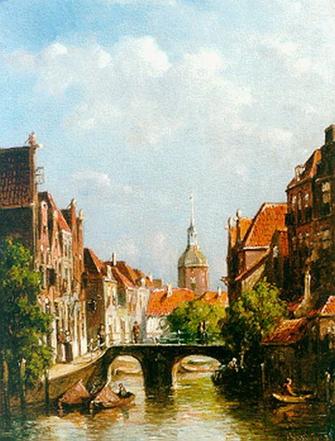 Vertin P.G.  | Zomers stadsgezicht in Dordrecht, olieverf op paneel 24,7 x 18,6 cm, gesigneerd r.o. en gedateerd 8(?)