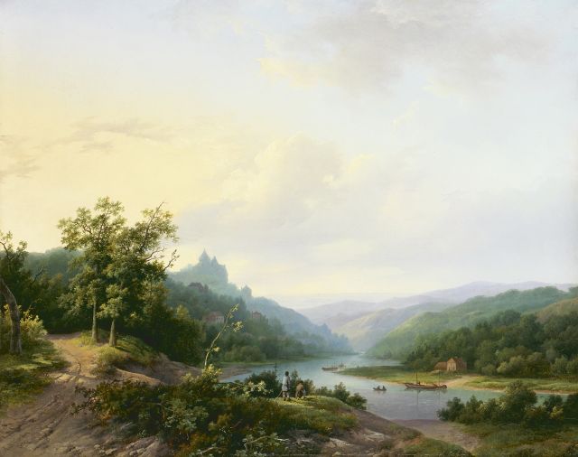 Koekkoek I M.A.  | Duits rivierlandschap, olieverf op doek 48,8 x 61,4 cm, gesigneerd l.o. en gedateerd 1842
