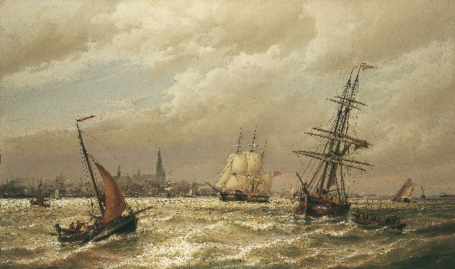 Dommelshuizen C.C.  | De Schelde met Antwerpen in 't verschiet, olieverf op doek 76,2 x 127,3 cm, gesigneerd r.o. 'C. Dommersen' en gedateerd 1880