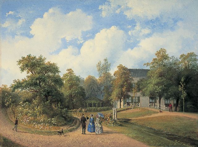 Gabriel P.J.C.  | Huis Leeuw en Hoofd in Heemstede, olieverf op paneel 32,8 x 43,7 cm, gesigneerd l.o. en gedateerd 1851
