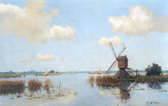 Knikker sr. J.S.  | Hollands waterlandschap, olieverf op doek 40,2 x 60,3 cm, gesigneerd r.o.