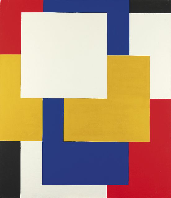 Berg S.R. van den | Compositie, olieverf op doek 150,0 x 130,0 cm, gesigneerd op spieraam met initialen en te dateren jaren '70