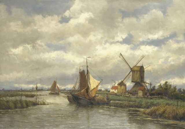 Gerard Koekkoek | Oude watermolen, Ankeveen, olieverf op doek, 55,3 x 79,0 cm, gesigneerd l.o. en gedateerd 1892