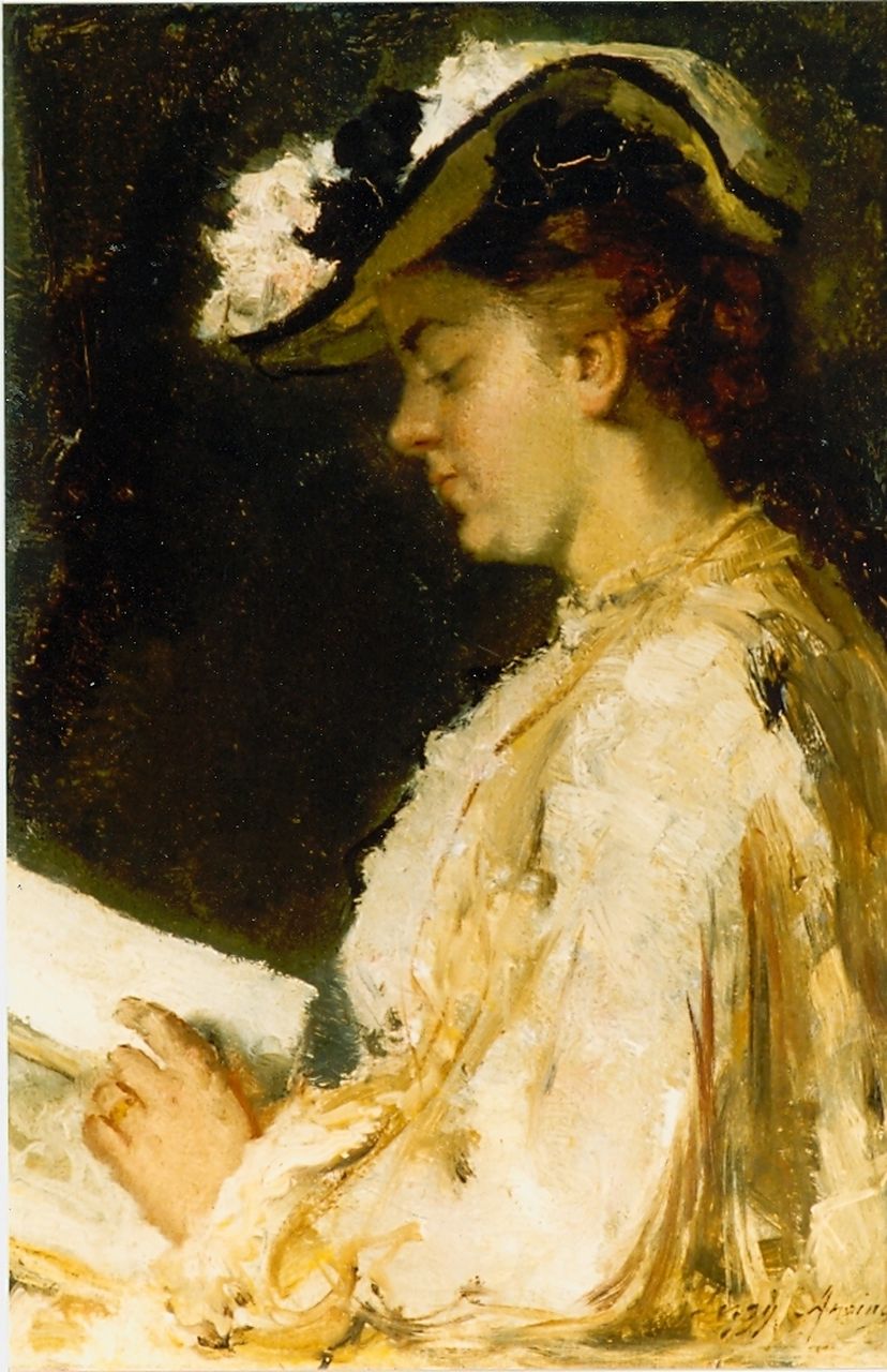 Ansingh M.E.G.  | Maria Elisabeth Georgina 'Lizzy' Ansingh, Elegant lady, Öl auf Leinwand 33,0 x 23,1 cm, signed l.r.