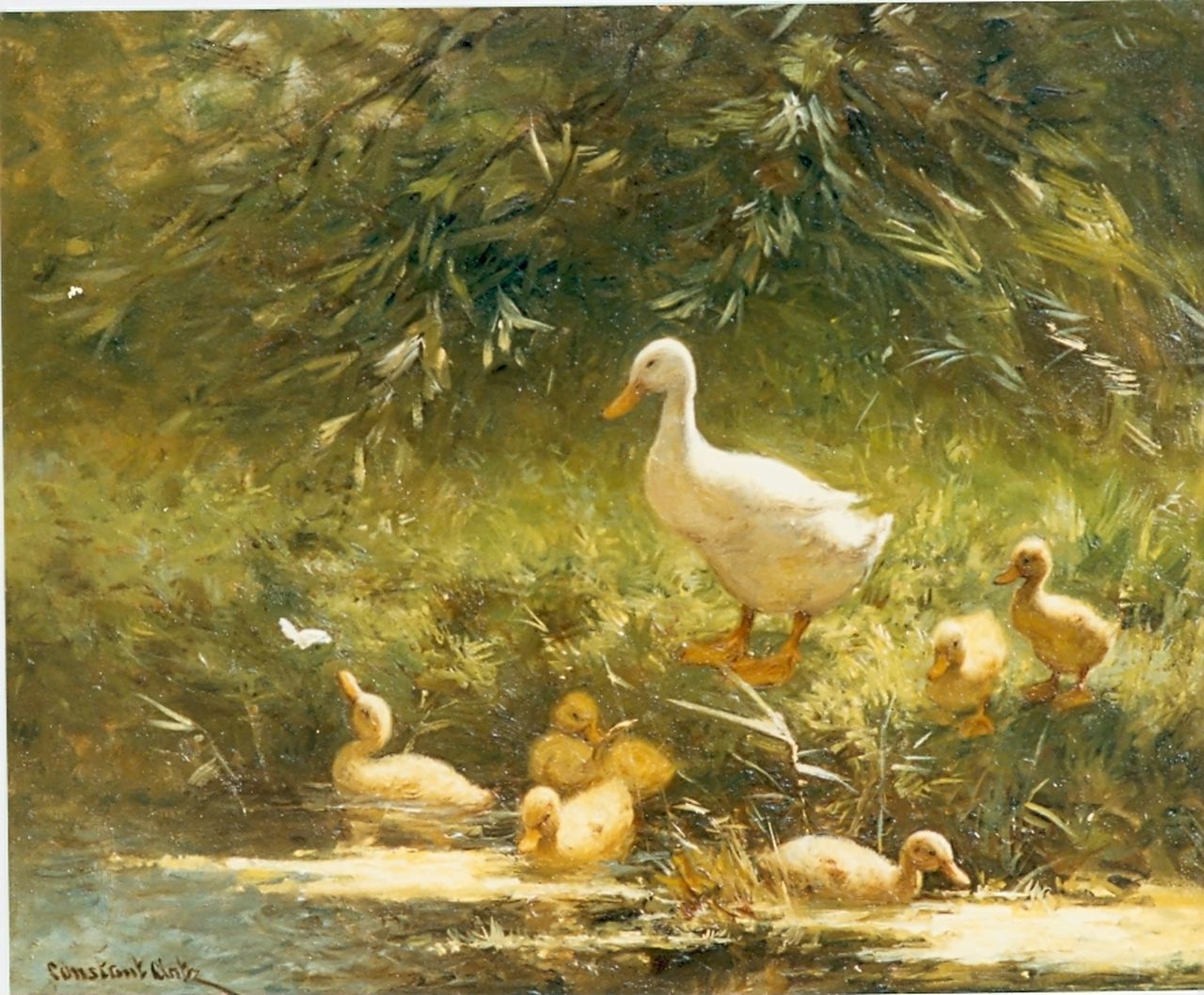 Artz C.D.L.  | 'Constant' David Ludovic Artz, Duck with ducklings, Öl auf Holz 40,0 x 50,0 cm, signed l.l.