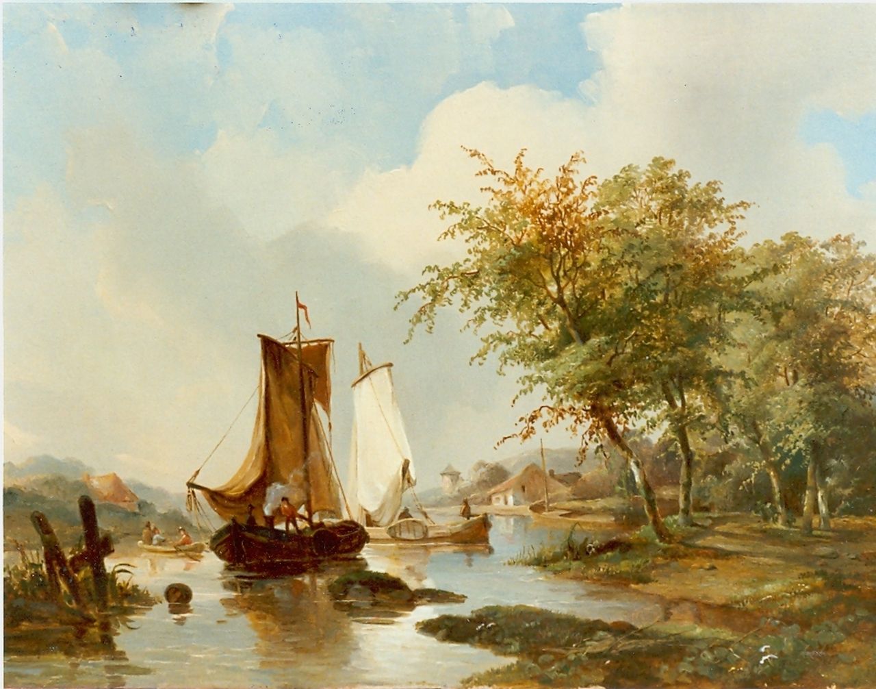 Borselen J.W. van | Jan Willem van Borselen, A river landscape, Öl auf Holz 24,2 x 31,8 cm