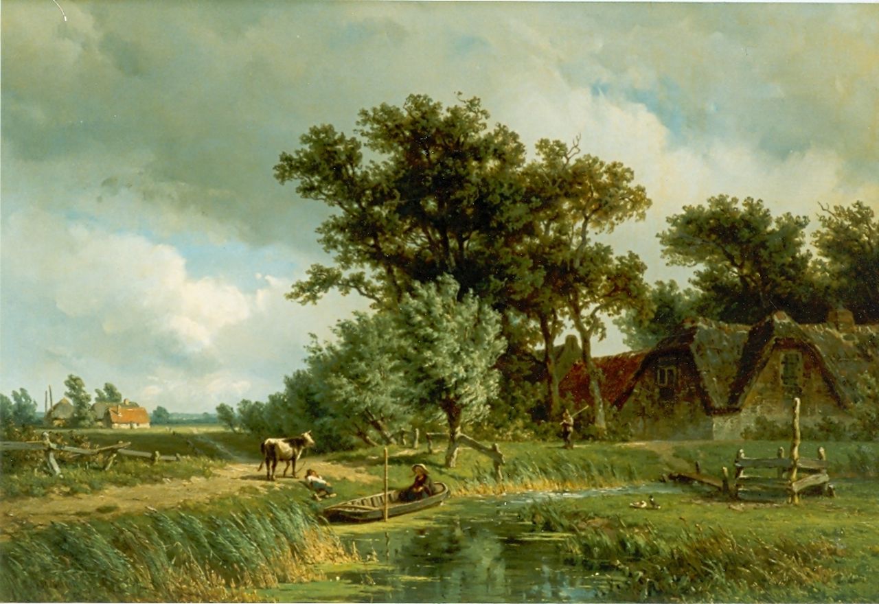 Borselen J.W. van | Jan Willem van Borselen, A summer landscape, Öl auf Holz 37,8 x 55,5 cm, signed l.l. und dated '58