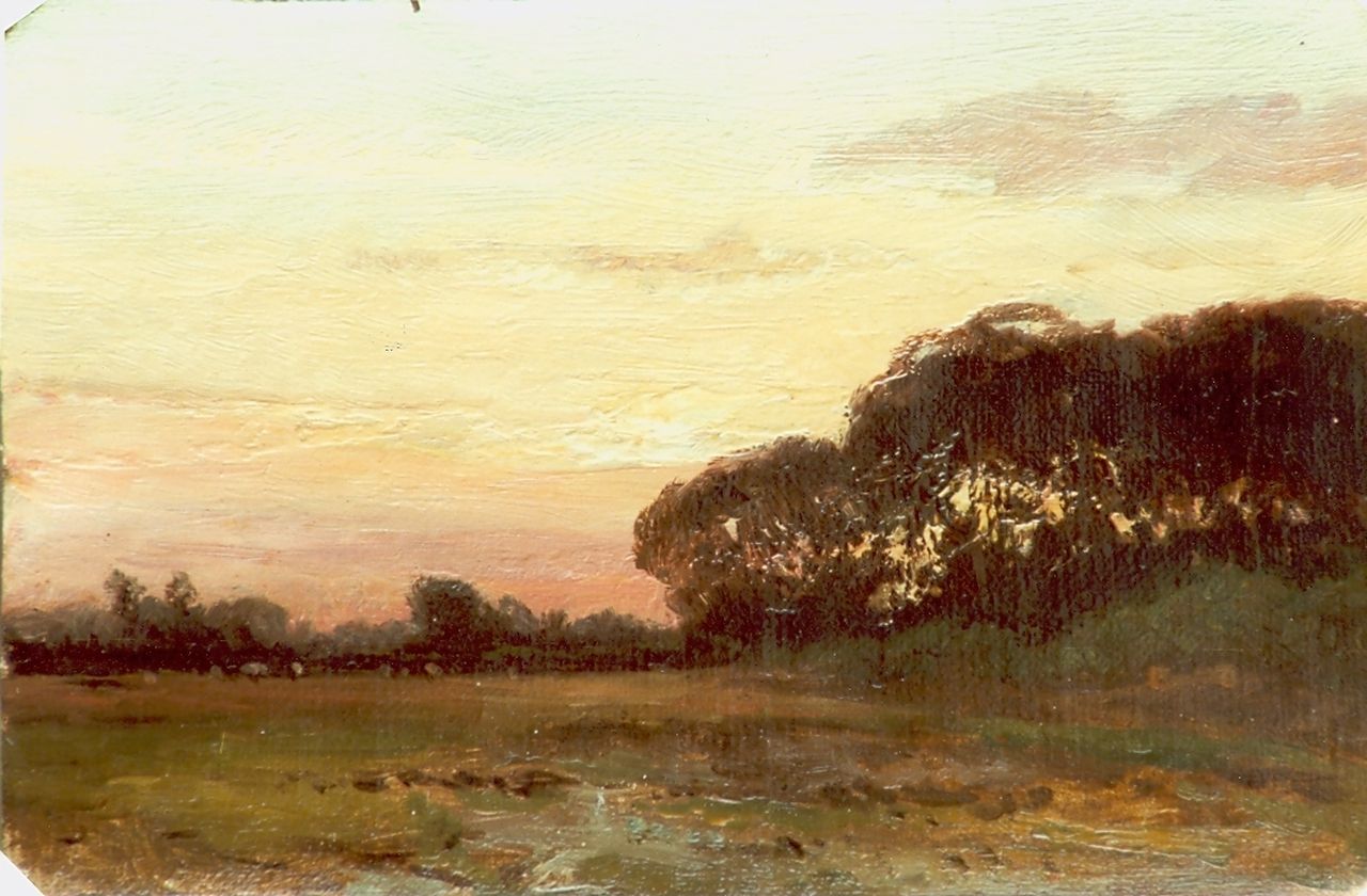 Borselen J.W. van | Jan Willem van Borselen, Evening twilight, Öl auf Holz 15,7 x 25,1 cm, signed l.l.