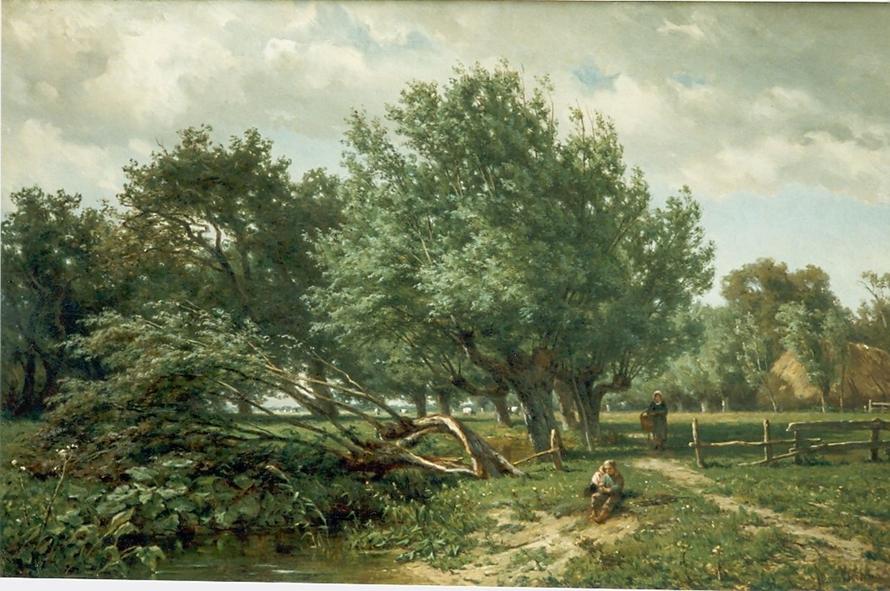 Borselen J.W. van | Jan Willem van Borselen, Landscape, Öl auf Leinwand 45,5 x 70,5 cm, signed l.r. und dated 1871