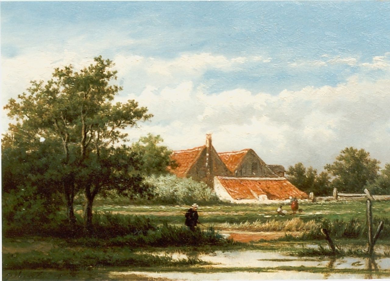 Heerebaart G.  | Georgius Heerebaart, A polder landscape, Öl auf Holz 16,1 x 23,7 cm, signed l.l.