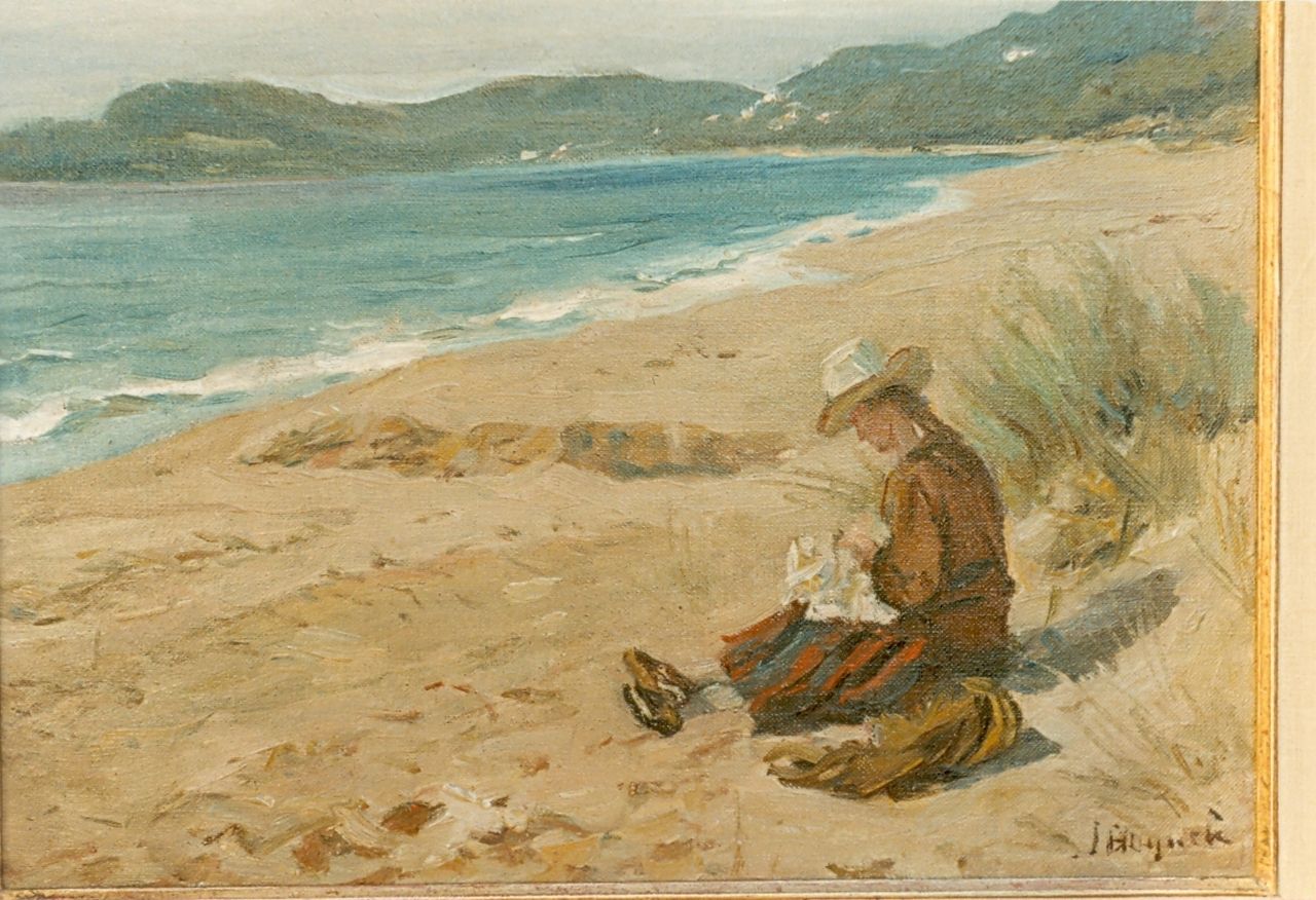 Hoynck van Papendrecht J.  | Jan Hoynck van Papendrecht, An elegant lady on the beach, Öl auf Holz 30,4 x 41,0 cm, signed l.r.