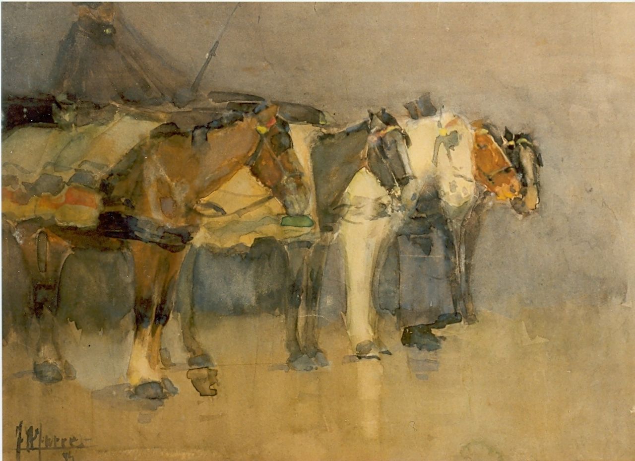 Jurres J.H.  | Johannes Hendricus Jurres, Horses, Aquarell auf Papier 19,0 x 26,0 cm, signed l.l. und dated '94