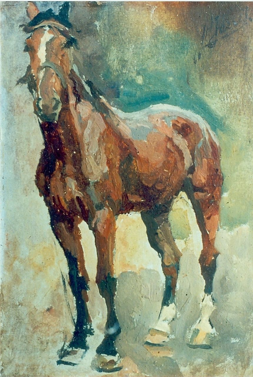 Jurres J.H.  | Johannes Hendricus Jurres, Horse, Öl auf Leinwand 18,2 x 13,4 cm, signed u.r.